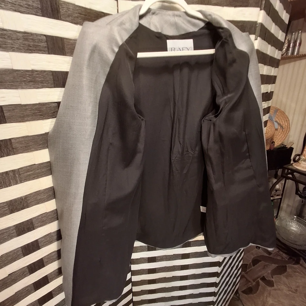 RAEY Blazer Open-Front Grey Long Sleeve Virgin Wool Silk   Women Size UK12 / US8 - Picture 8 of 16